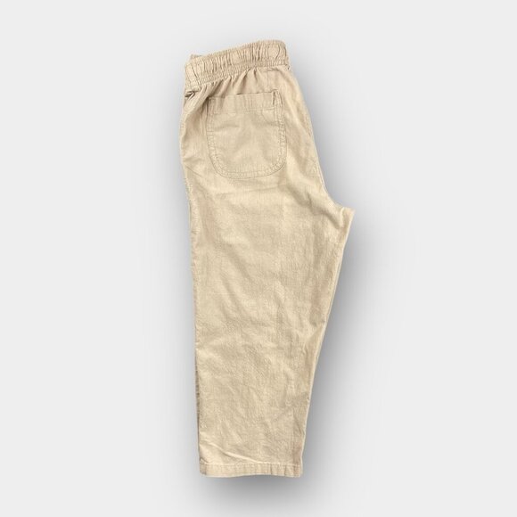 Classic Edition Beige Cropped Pants Size S | 100% Cotton Drawstring Waist Pocket - Picture 4 of 9